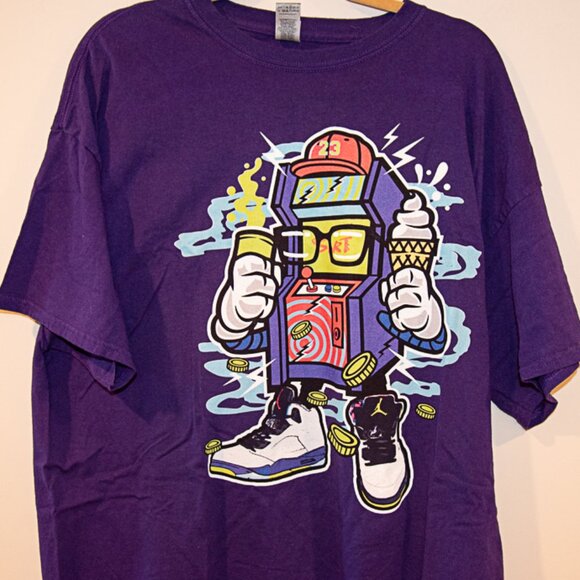 Arcade Machine Jordan Ghost Graphix T-Shirt Mens Purple size 2XL - Picture 1 of 2